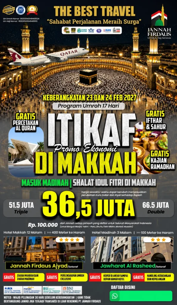 Paket Itikaf Promo Ekonomi – 17 Hari