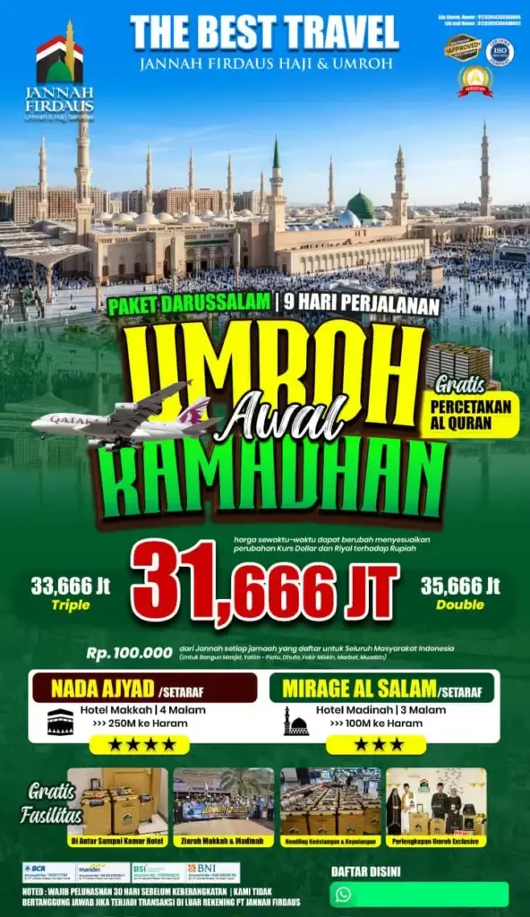 Umroh Awal Ramadhan Darussalam – 9 Hari